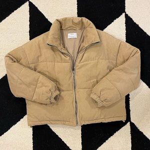Bershka Tan Cropped Puffer